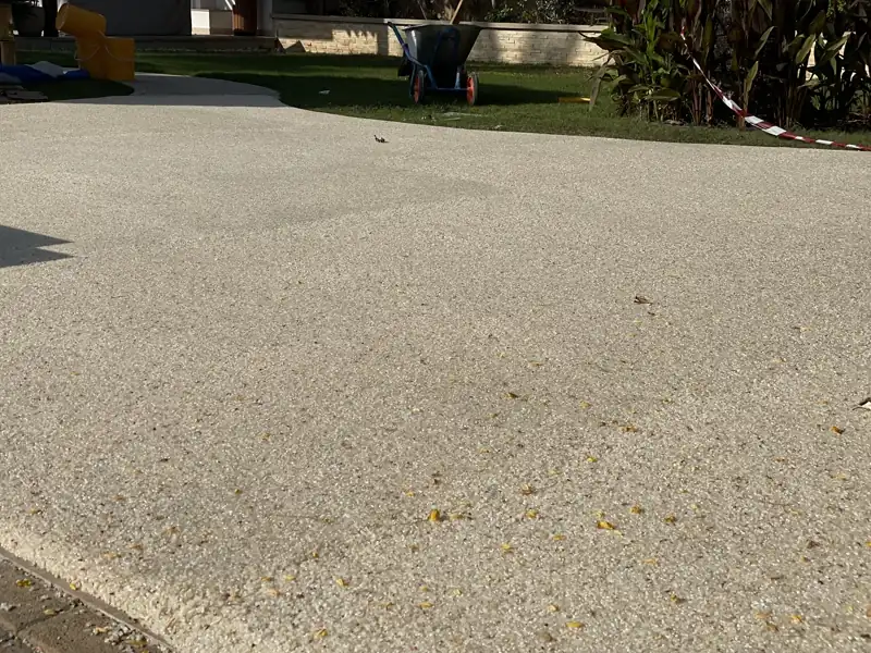 Close-up of completed resin bound surface in daylight
