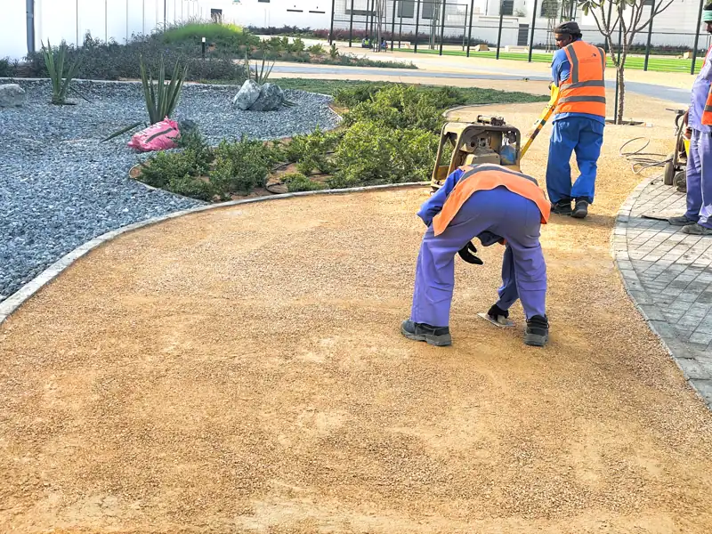 Soil and sand stabilizer being applied on a UAE landscape project